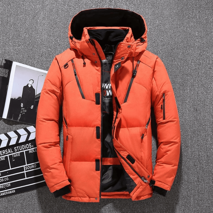 Stylová pánská outdoorová zimní bunda s odnímatelnou kapucí