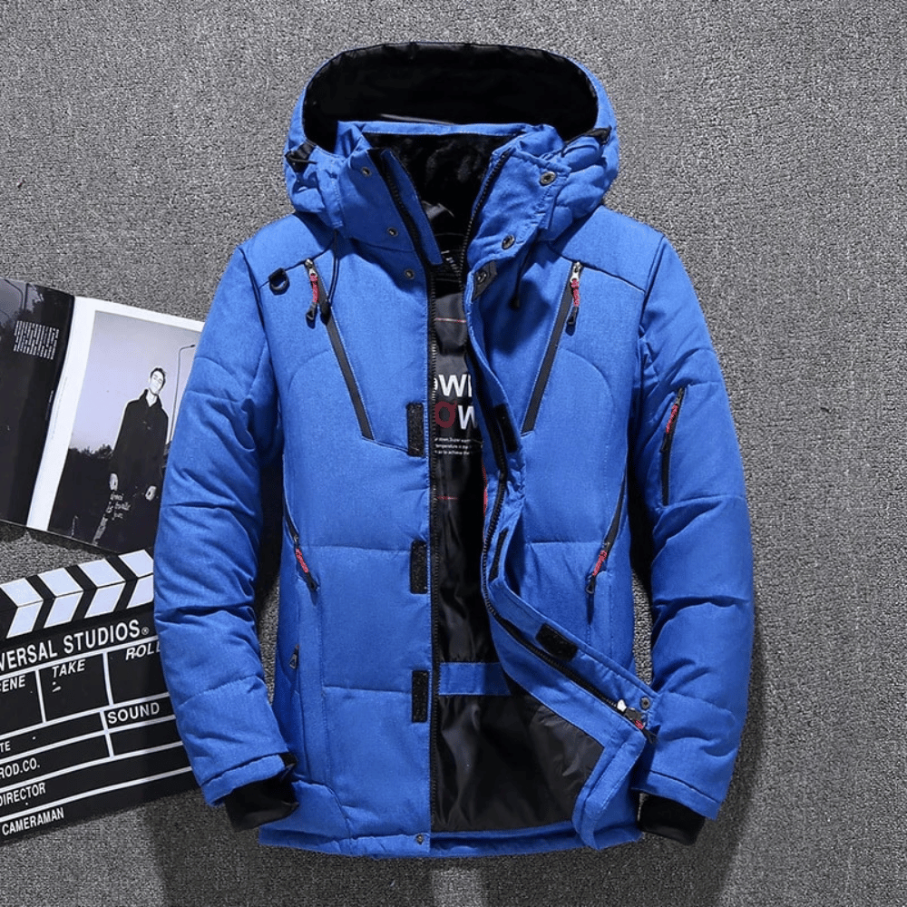 Stylová pánská outdoorová zimní bunda s odnímatelnou kapucí