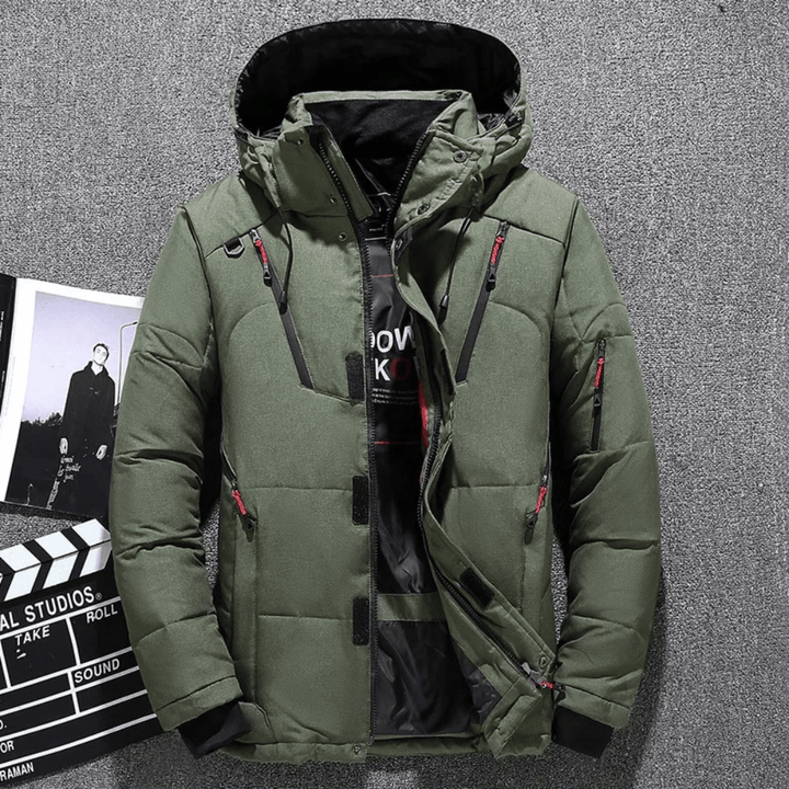 Stylová pánská outdoorová zimní bunda s odnímatelnou kapucí