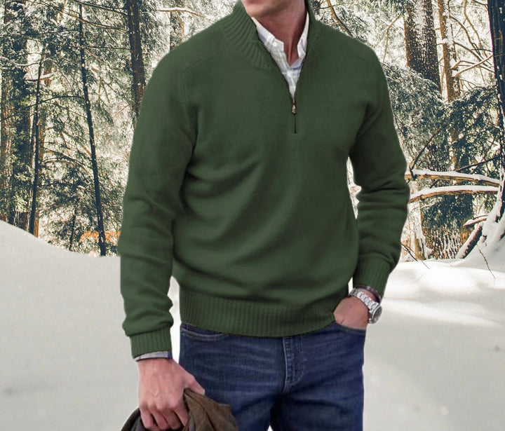 Stylový luxusní pulovr s půlkou zipu