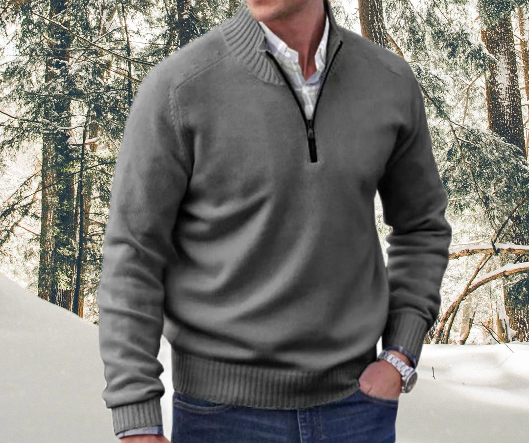 Stylový luxusní pulovr s půlkou zipu