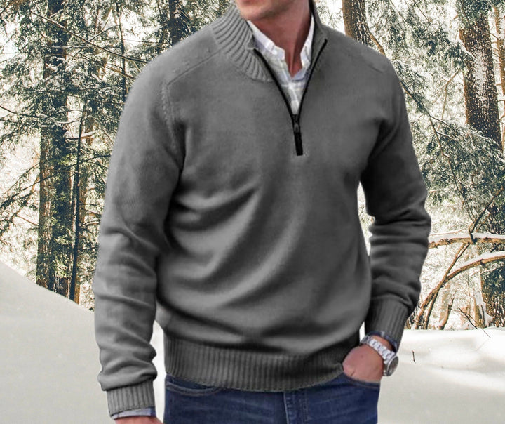 Stylový luxusní pulovr s půlkou zipu