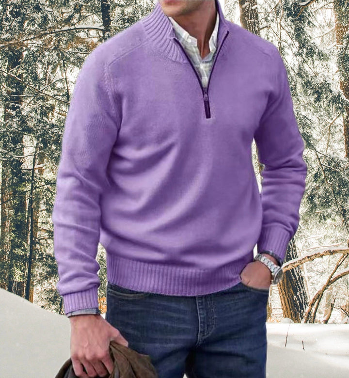 Stylový luxusní pulovr s půlkou zipu