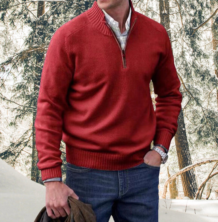 Stylový luxusní pulovr s půlkou zipu