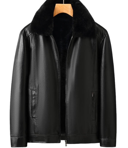 Oliver - Stylish leather jacket with an elegant collar
