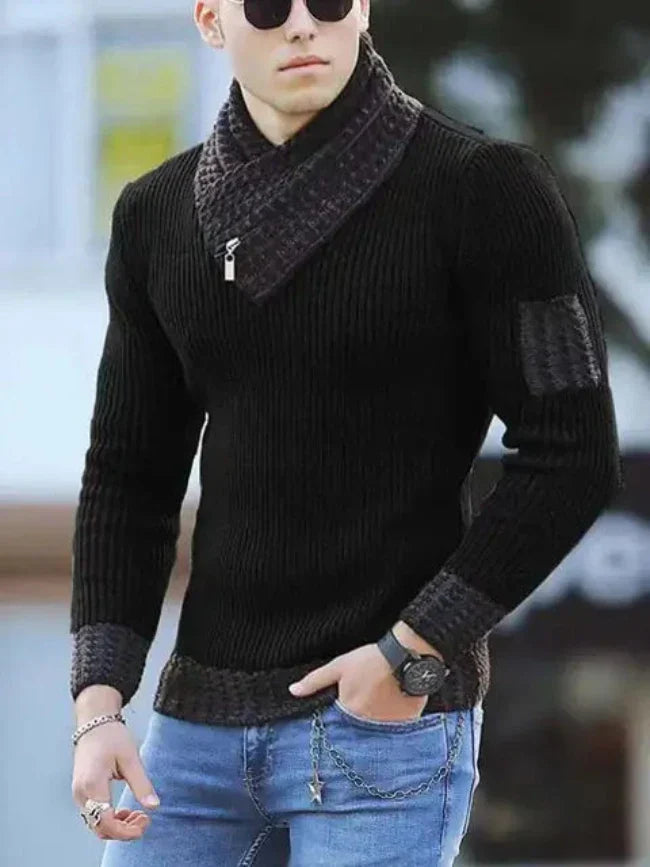 Stylový teplý svetr s výstřihem do V pro módní muže