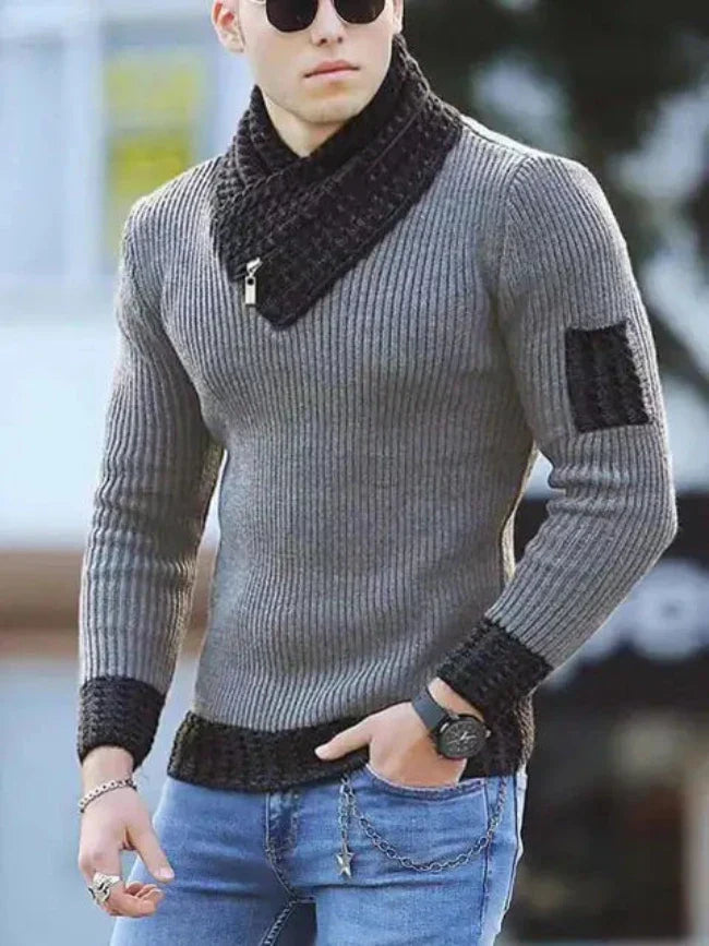 Stylový teplý svetr s výstřihem do V pro módní muže