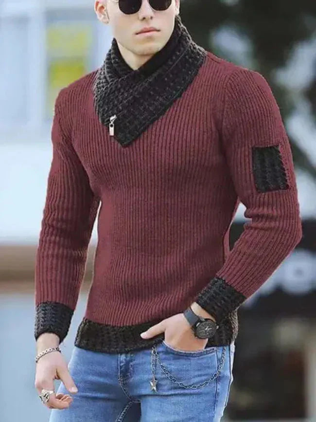 Stylový teplý svetr s výstřihem do V pro módní muže